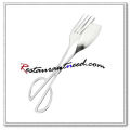 C404 10 Stainless Steel One Side Fork Salad Scissor Food Tong